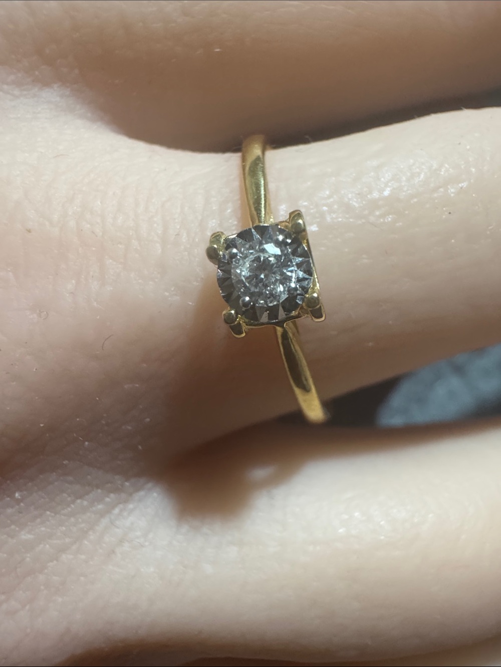 Classic Solitaire Gold Ring with Clear Stone - Gold